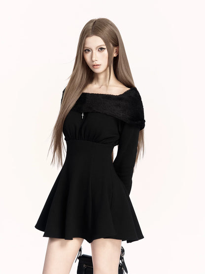 Hooded Fleece Waist-Cinching Sweatshirt Dress