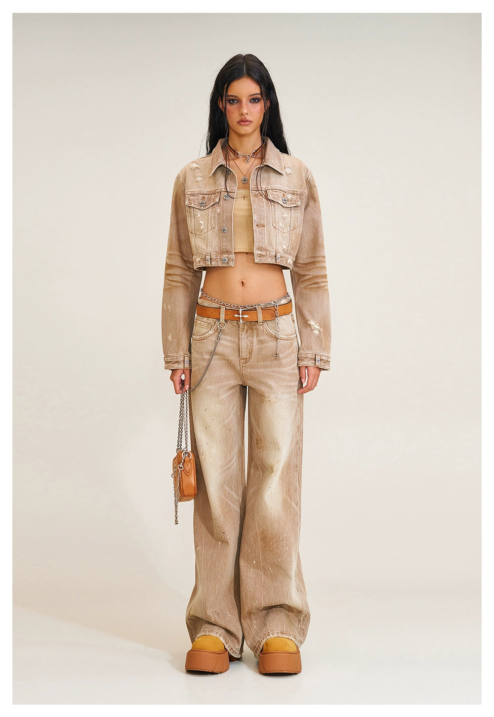 Wild Diamond Handcrafted Wide-Leg Denim Pants