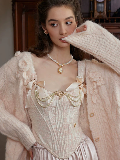 Hand-Crocheted Wool Knit Cardigan