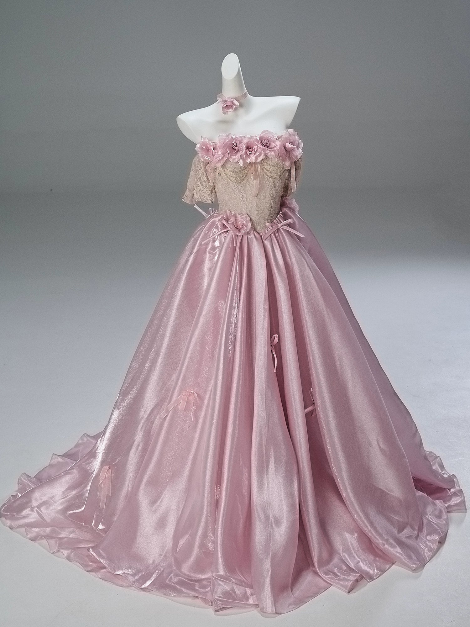 Elegant Lotus Pink Couture Gown