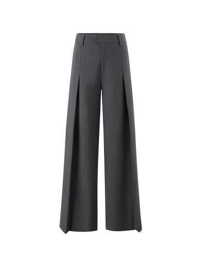 Tailored Draped Straight-Leg Trousers