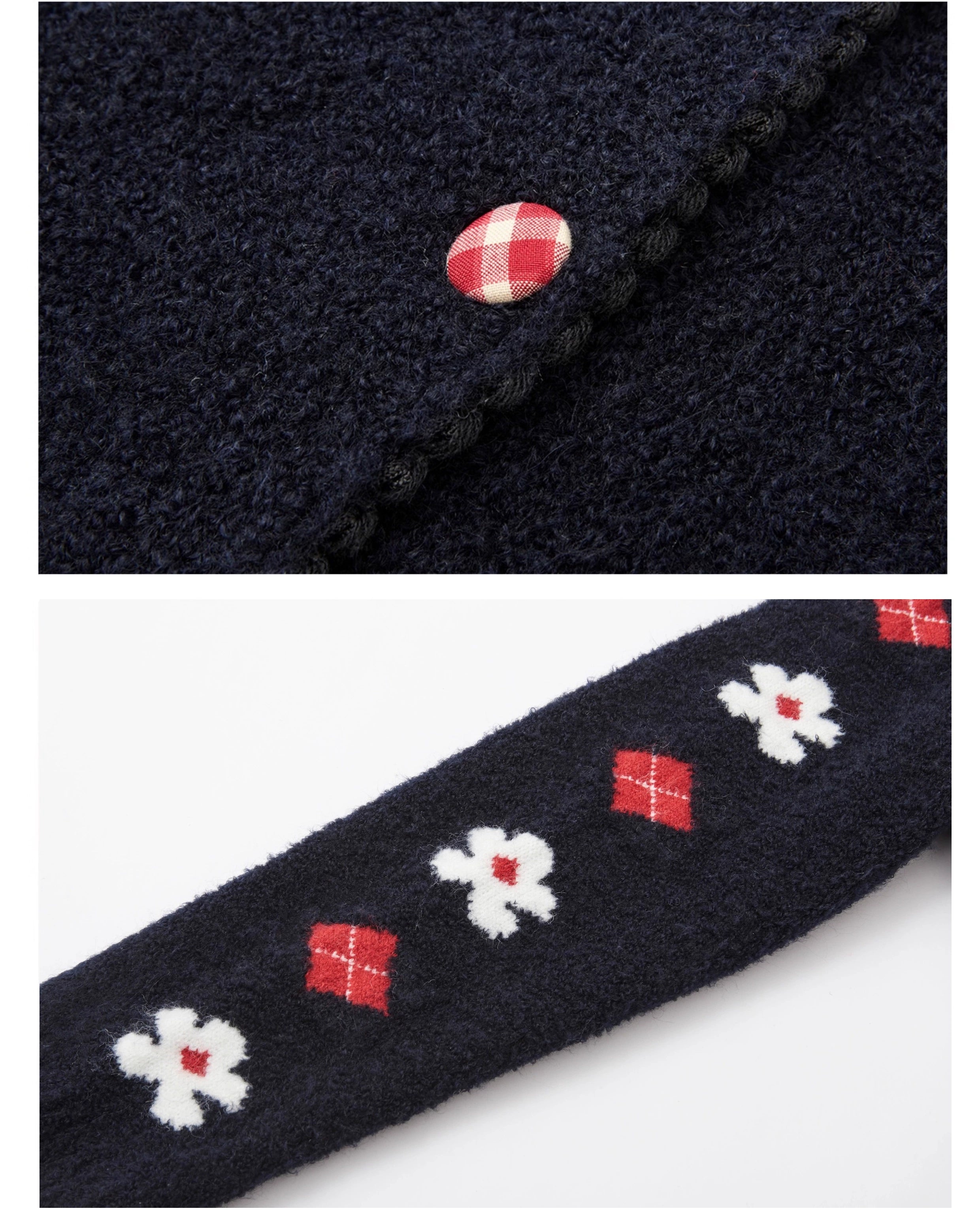 Vintage Floral Jacquard Lapel Cardigan