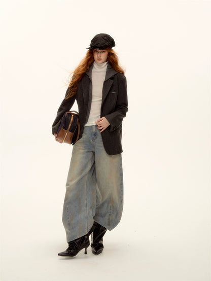 Wool Blend Turtleneck Slim-Fit Knit T-Shirt