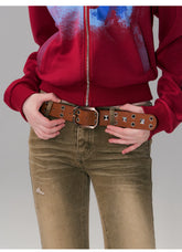 The NeverMore Vintage Studded Leather Belt NeverMore