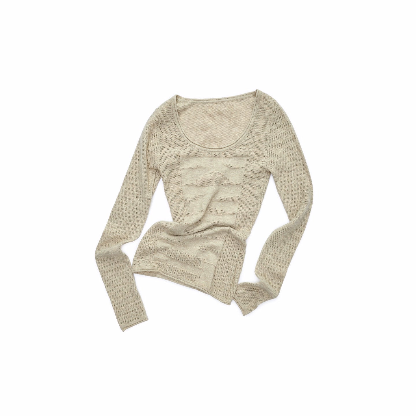 Textured Jacquard Knit Round-Neck Sweater