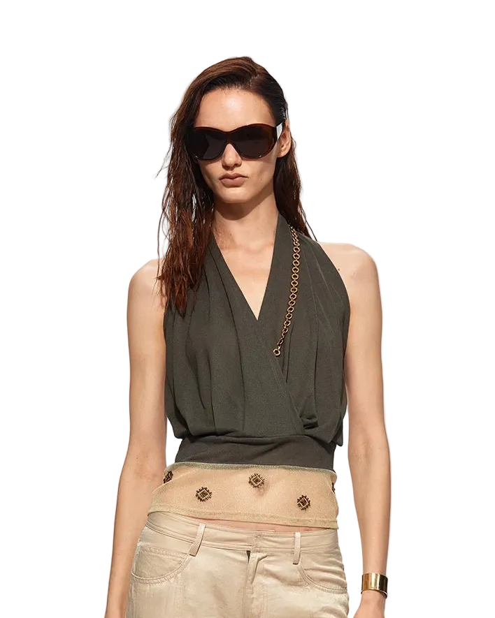 Acetate Beaded Halter Top