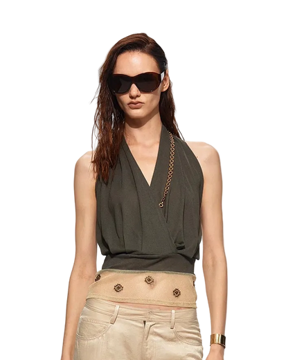 Acetate Beaded Halter Top