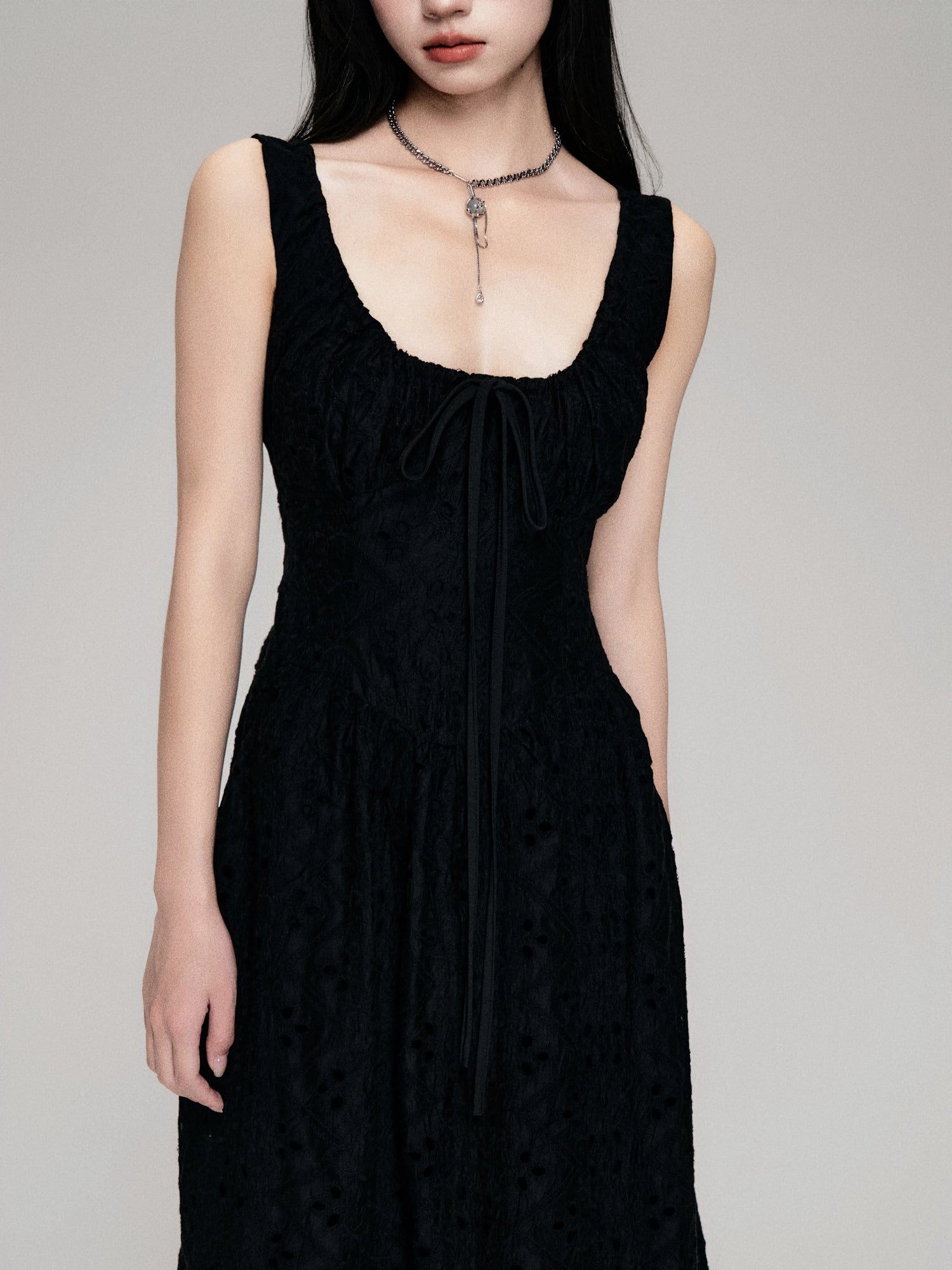 Cutout French Sleeveless Maxi Dress