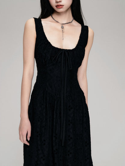 Cutout French Sleeveless Maxi Dress