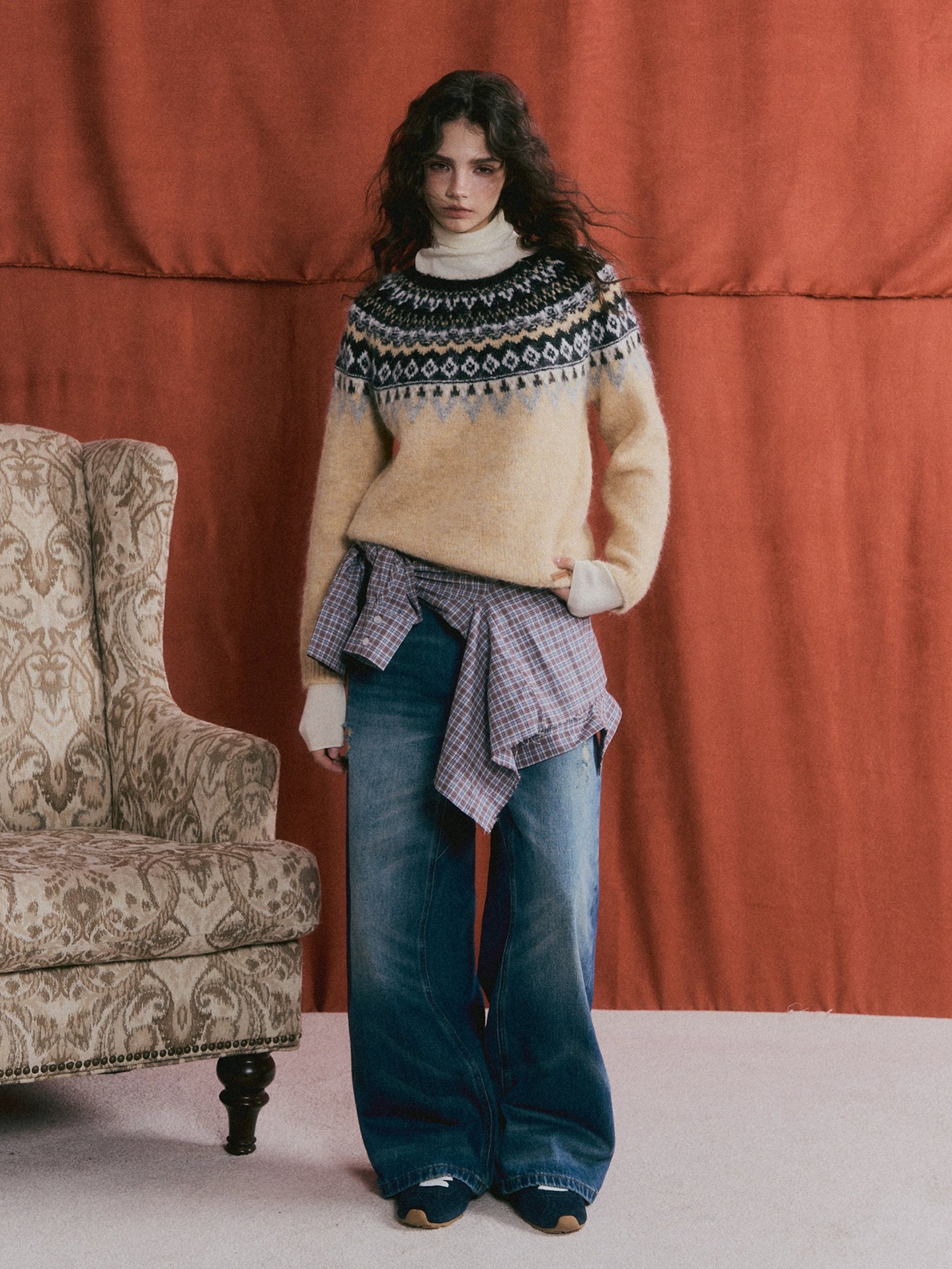 Wool-Blend Fair Isle Knit Sweater