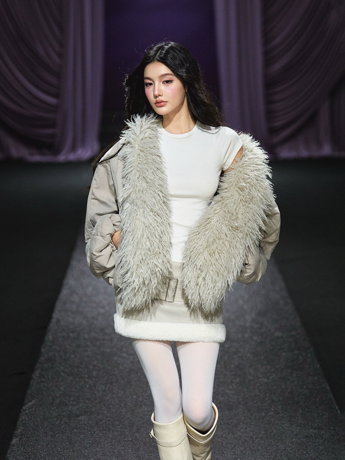 Plush-Collar Padded Cotton Coat