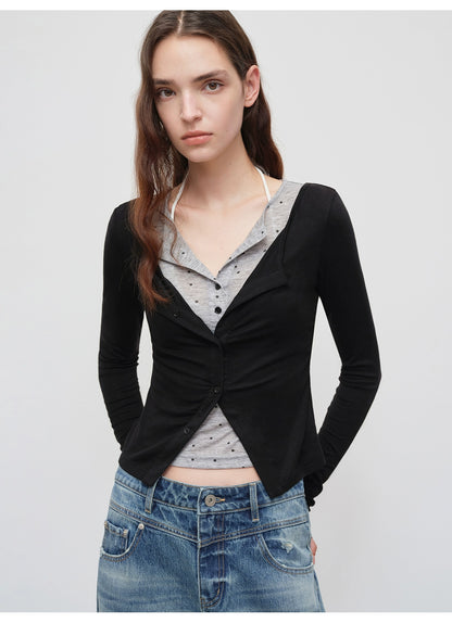 Polka-Dot Long Sleeve Cardigan