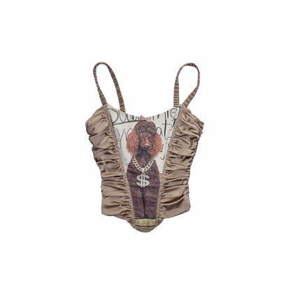 Satin-Panel Corset-Style Cropped Camisole