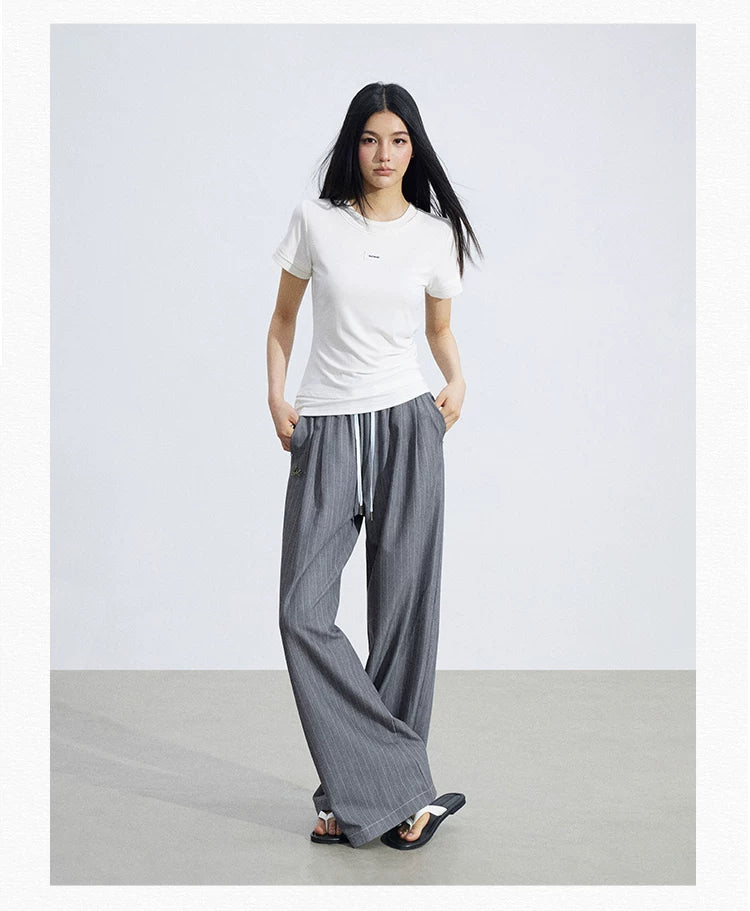 Contrast Stripe Tailored Wide-Leg Trousers