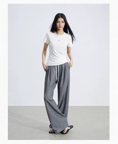 Contrast Stripe Tailored Wide-Leg Trousers