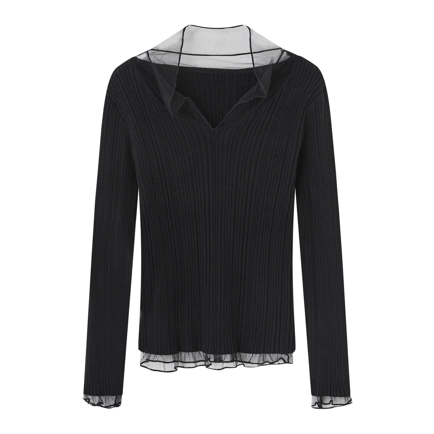 Mesh-Panel High-Stretch Base Crewneck