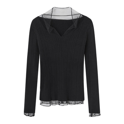 Mesh-Panel High-Stretch Base Crewneck