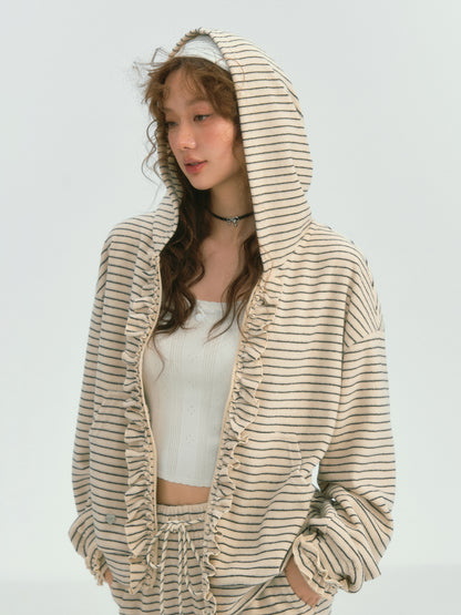 Soft and Fluffy Striped Sweatshirt Set