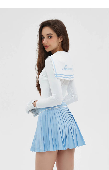 Golf Sailor Collar Shirt &amp; Skirt Set