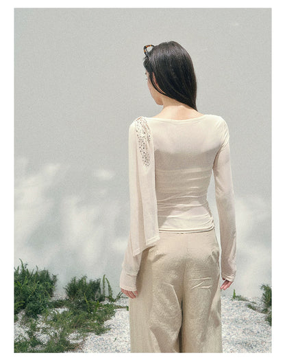 She Kissed Frost Rhinestone Sheer Top