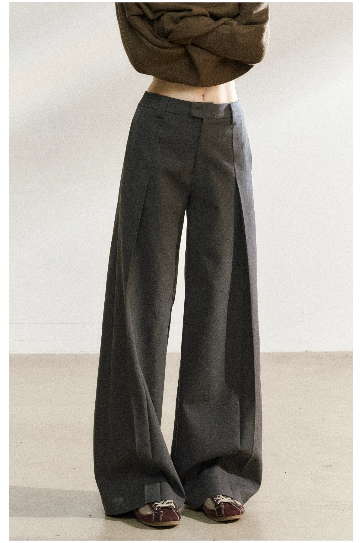 Tailored Draped Straight-Leg Trousers