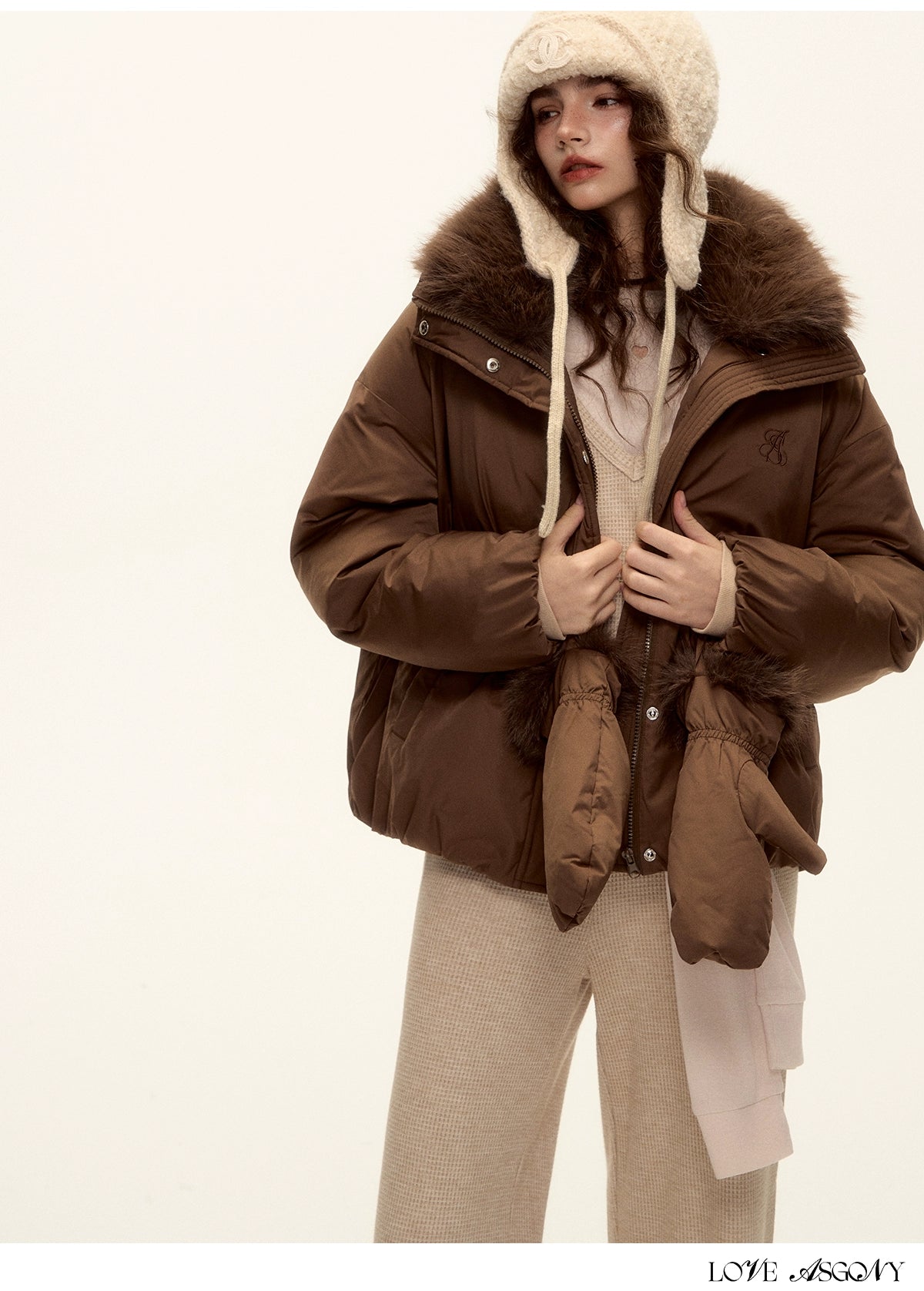 Fur-Collar Short Down Puffer Jacket