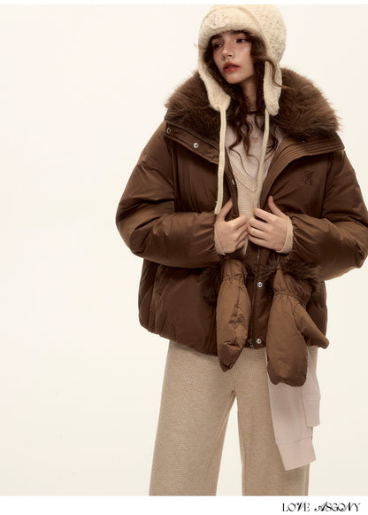 Fur-Collar Short Down Puffer Jacket