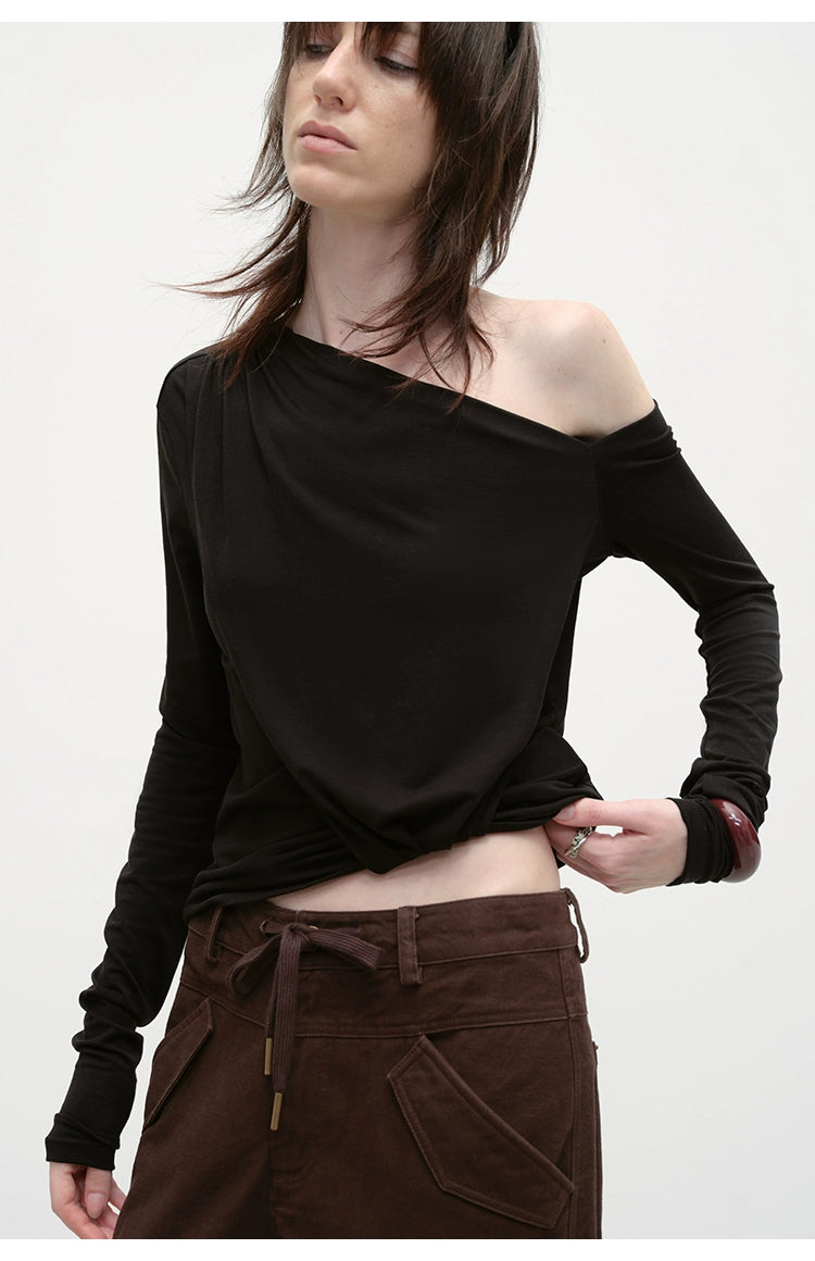 Chugangxi Draped One-Shoulder T-shirt