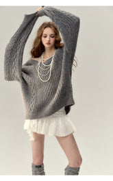 Reversible V-neck Knit Sweater - CHINASQUAD