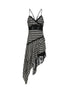 Black & White Plaid Lace Splicing Suspender Midi Dress - CHINASQUAD