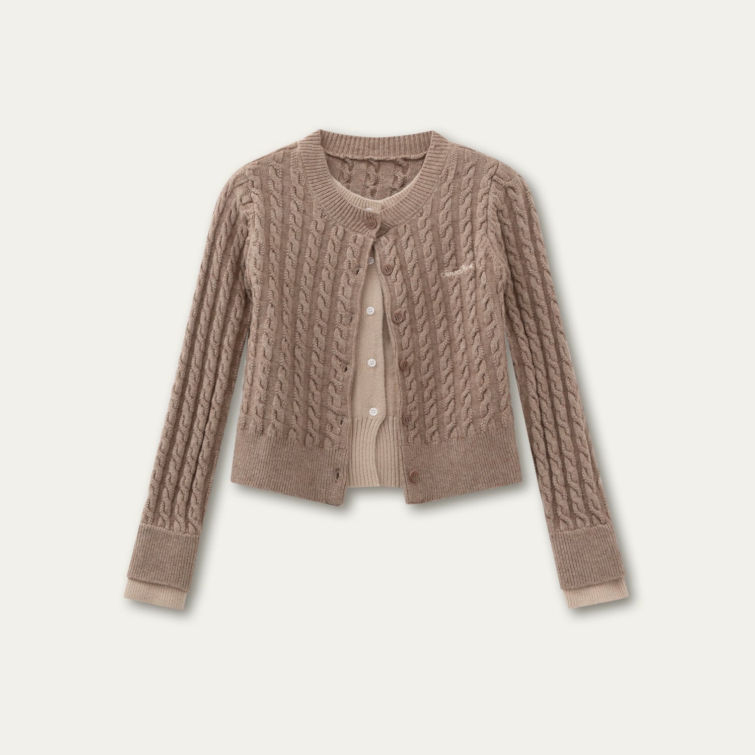 “Hazelnut Latte” Detachable Collar Retro Knit Cardigan