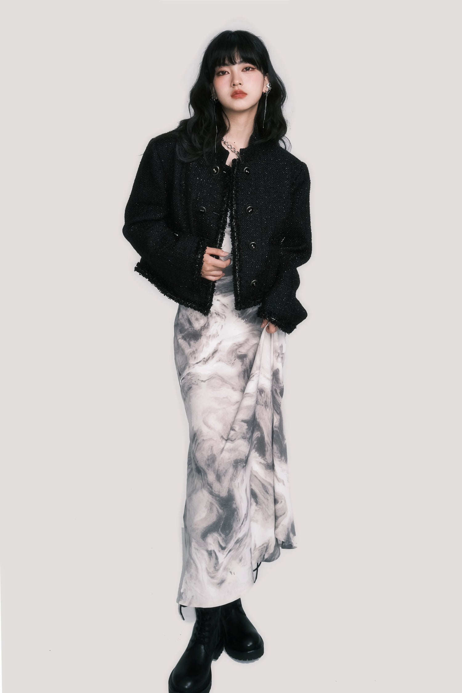 New Chinese Cowl-Neck Backless Maxi Dress