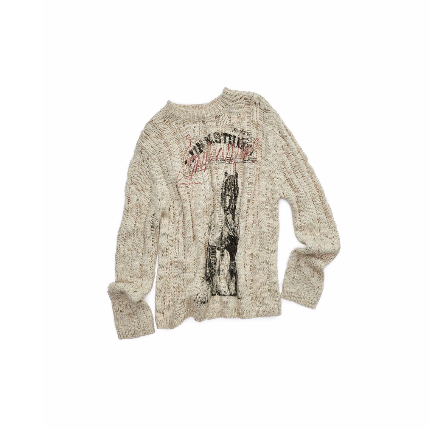 Icelandic Animal Pattern Open-Knit Sweater