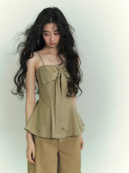 Batwing Cardigan &amp; Bow Strapless Cami Set