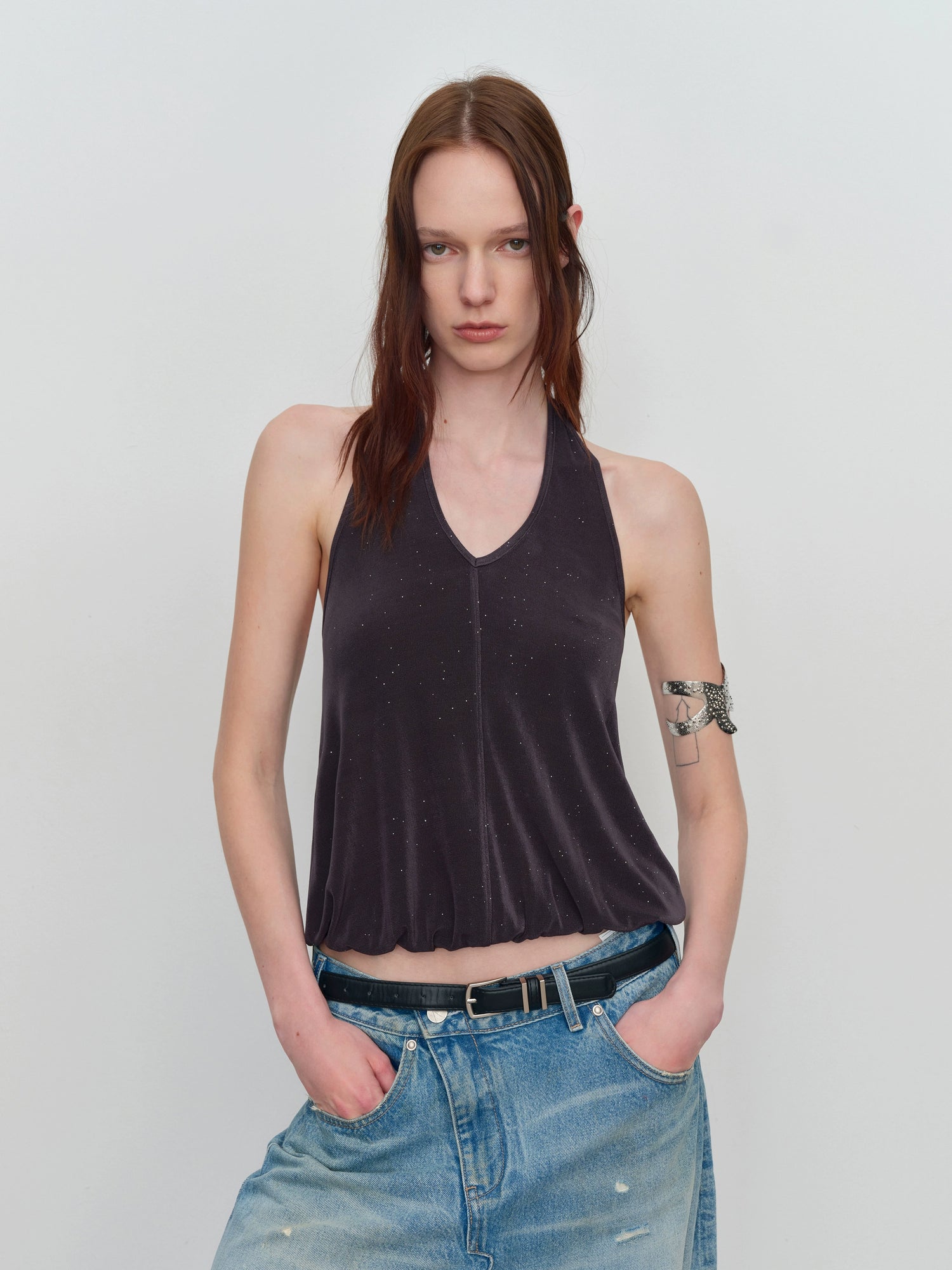 U-Shaped Bud Halter Tank Top