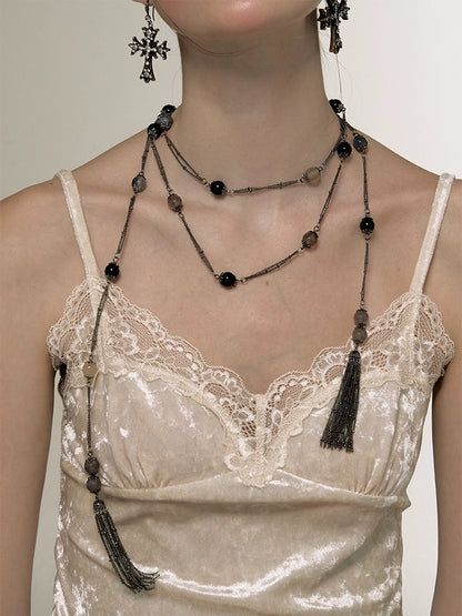 Retro Neck Tassel Crystal Winding Necklace - CHINASQUAD