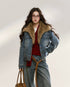 7Shiftin Faux Fur Collar Denim Jacket – view 2
