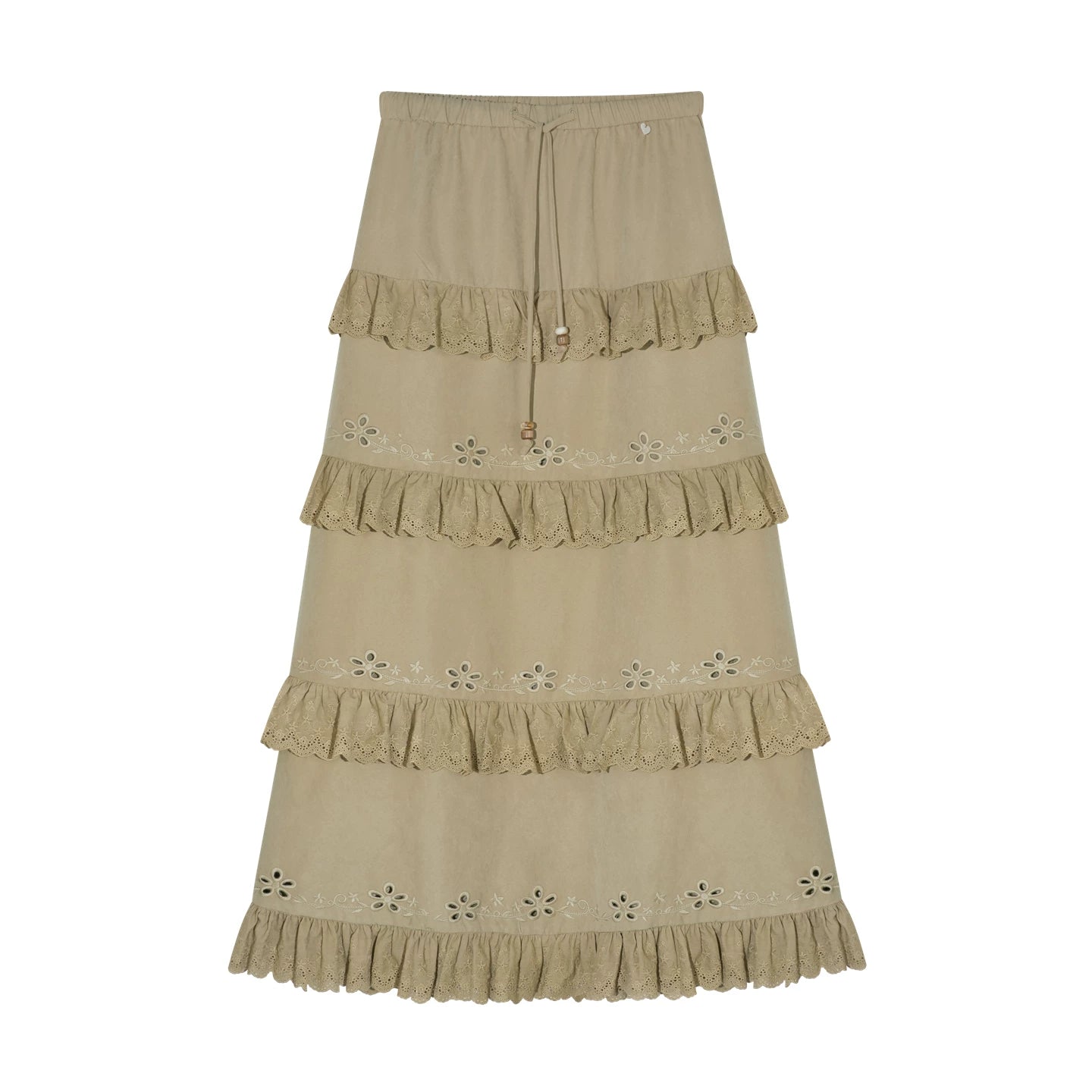 Bohemian Tiered Embroidered Maxi Skirt