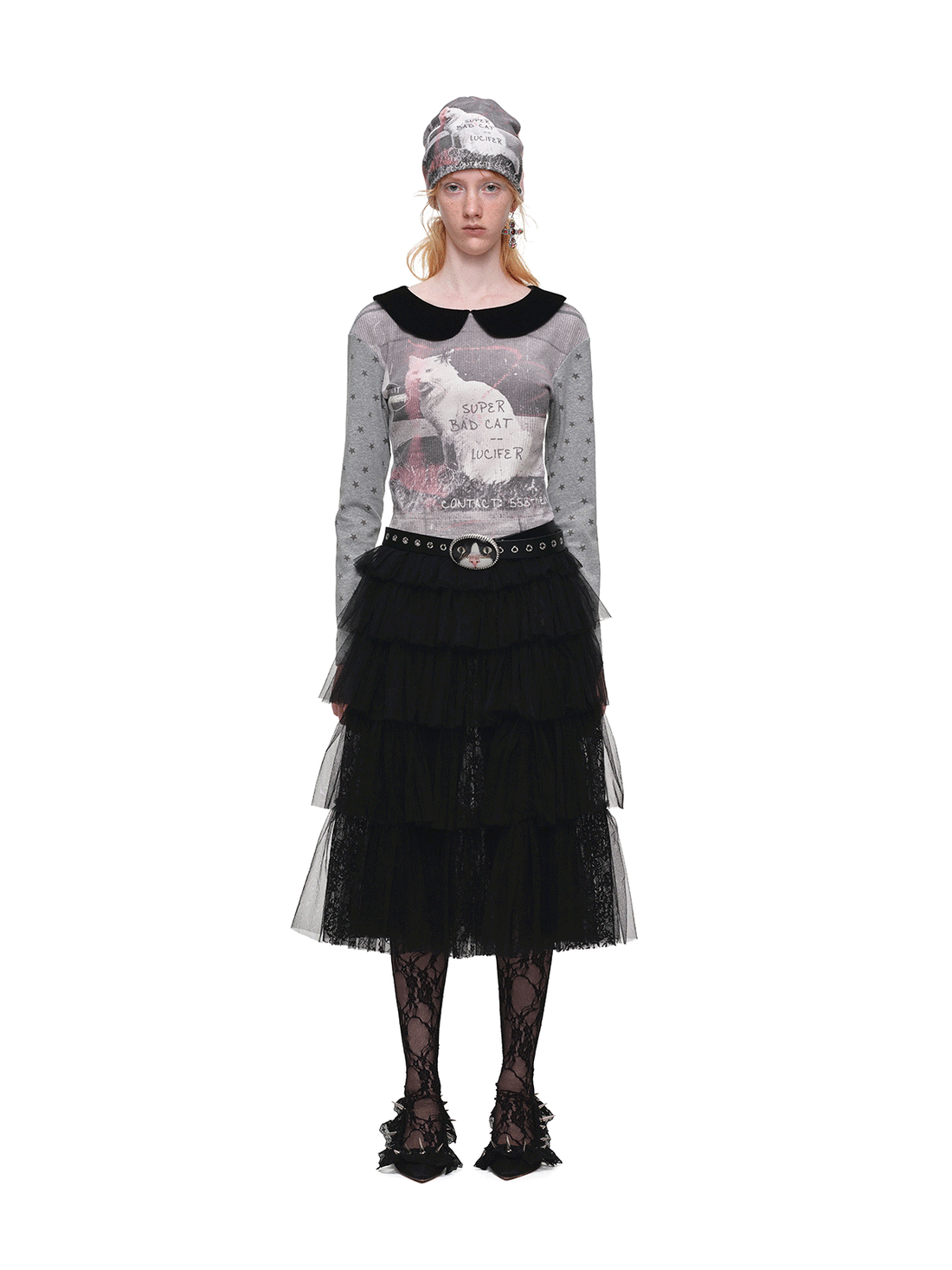Ruched Layered Mesh Maxi Skirt