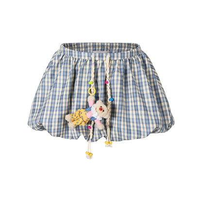 Slimming A-Line Bubble Plaid Mini Skirt