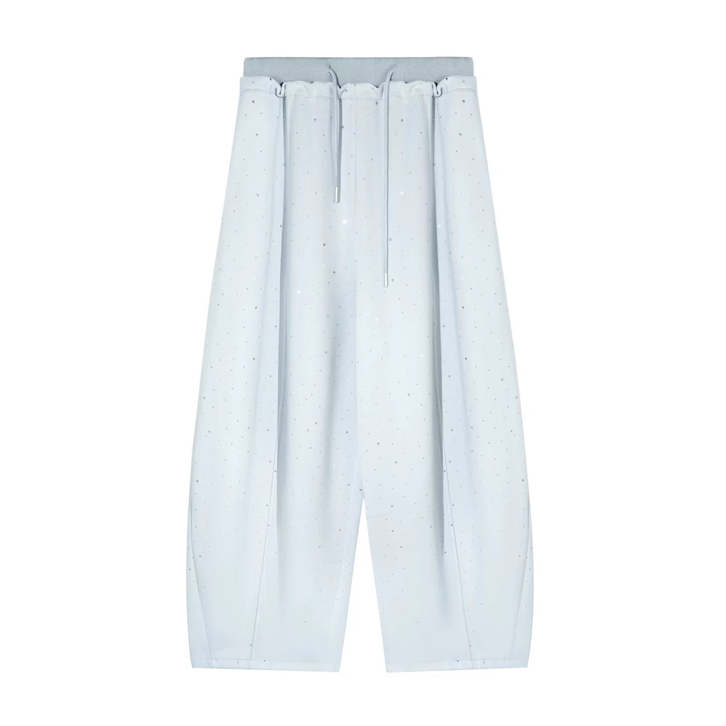 Starry Crystal Embellished Drawstring Curved-Leg Sweatpants
