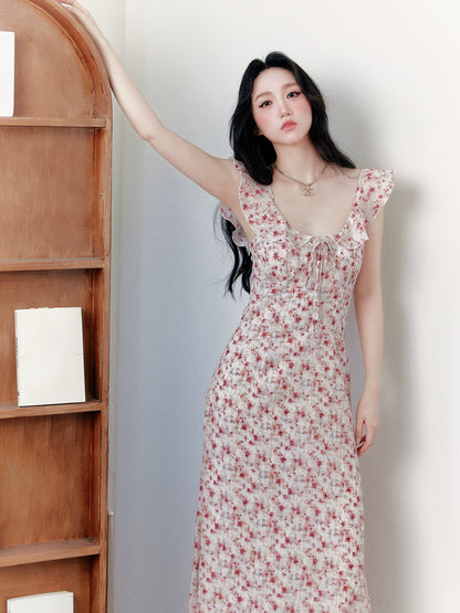 French Style Slimming Floral Print  Dress