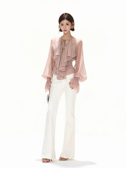 Luminous Nouveau Ruffle Chiffon Blouse