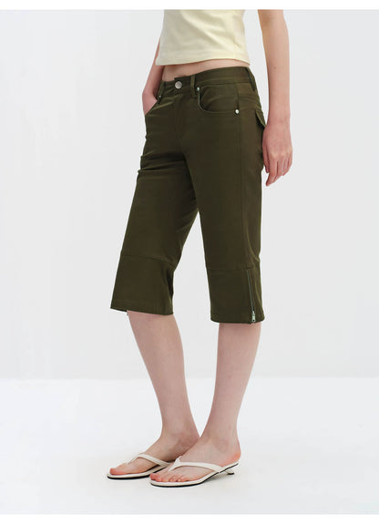 Vintage Capri Low-Rise Slim Flared Cropped Pants