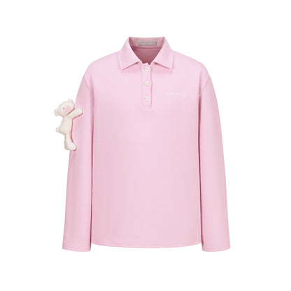 Polo-Collar Long-Sleeve T-Shirt