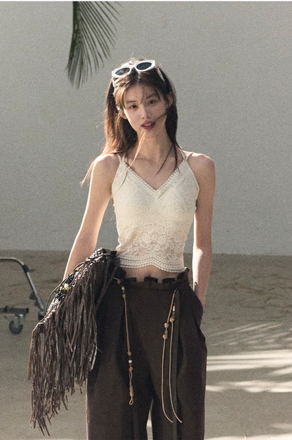 High-Stretch Lace Backless Camisole