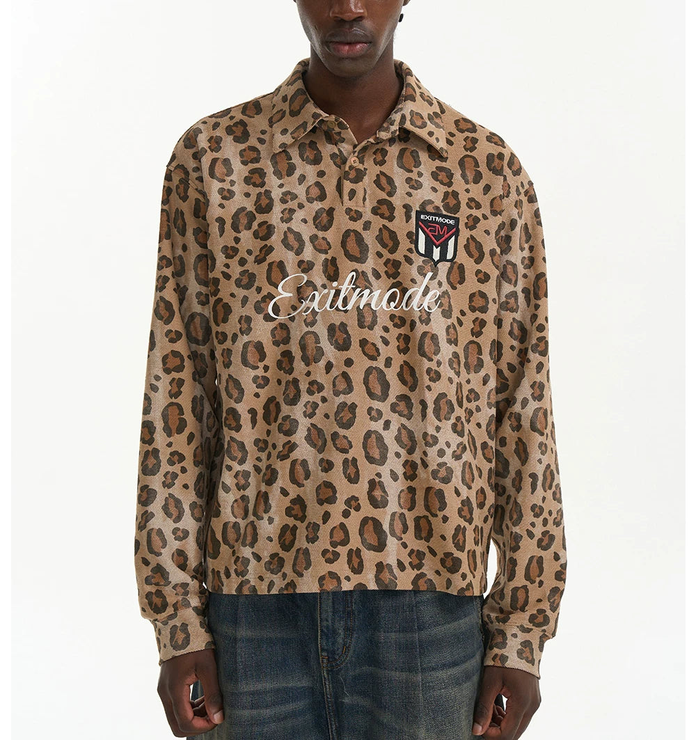 Leopard Print Sport Polo Shirt