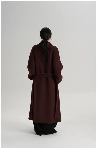 Tie-Belt Long Wool Coat