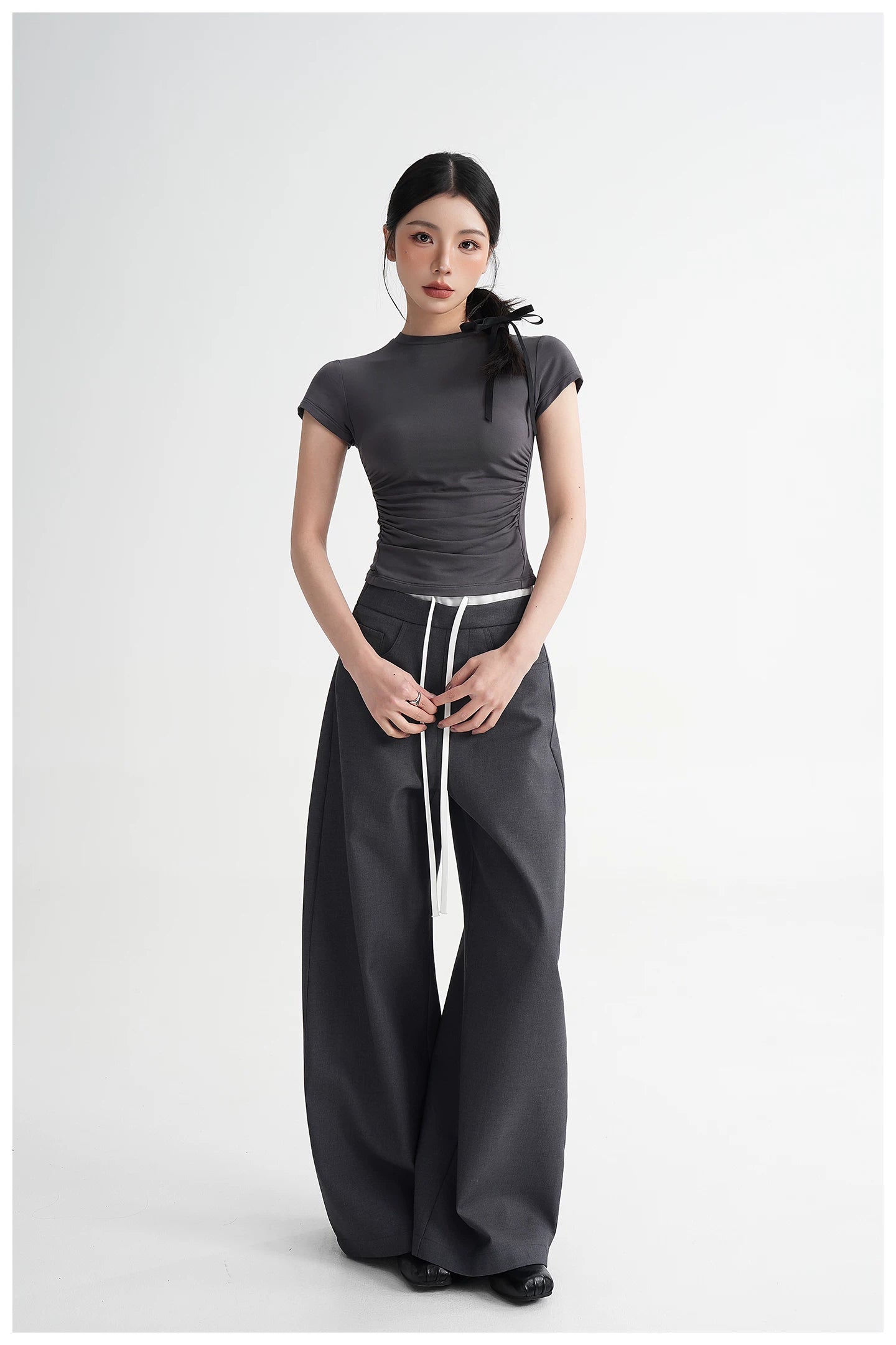 Panel Wide-Leg Floor-Length Trousers