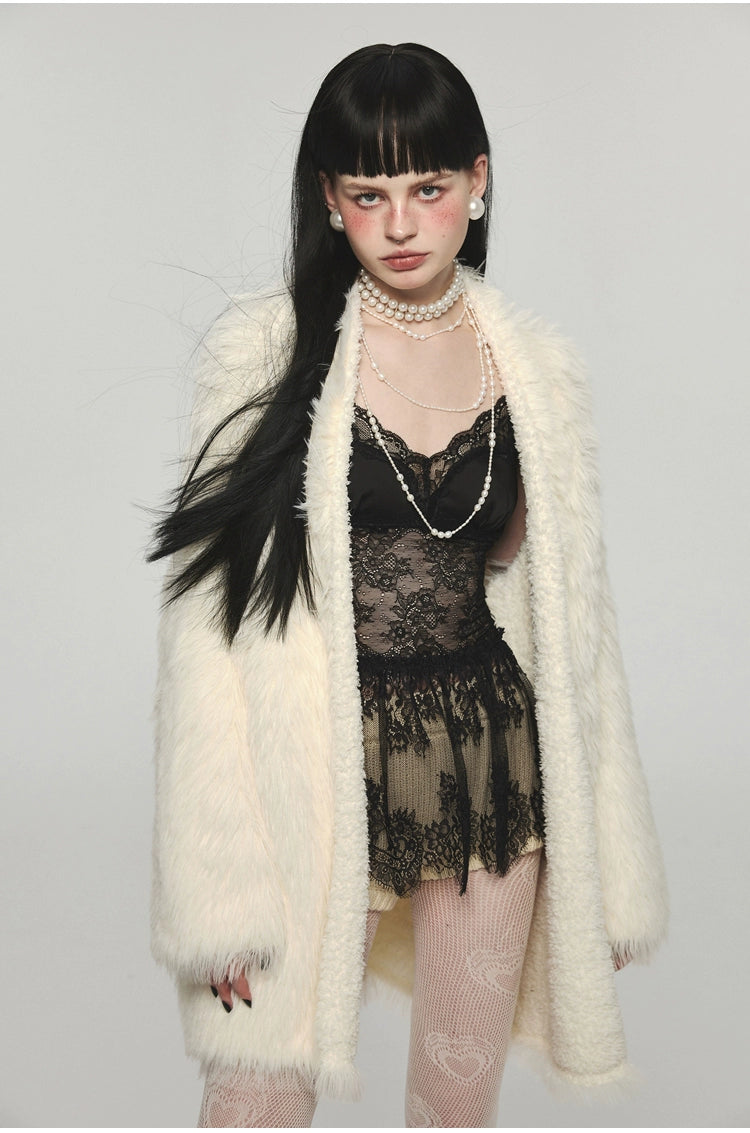 Mink Fur Coat with Tank Top Two-Piece Set - CHINASQUAD